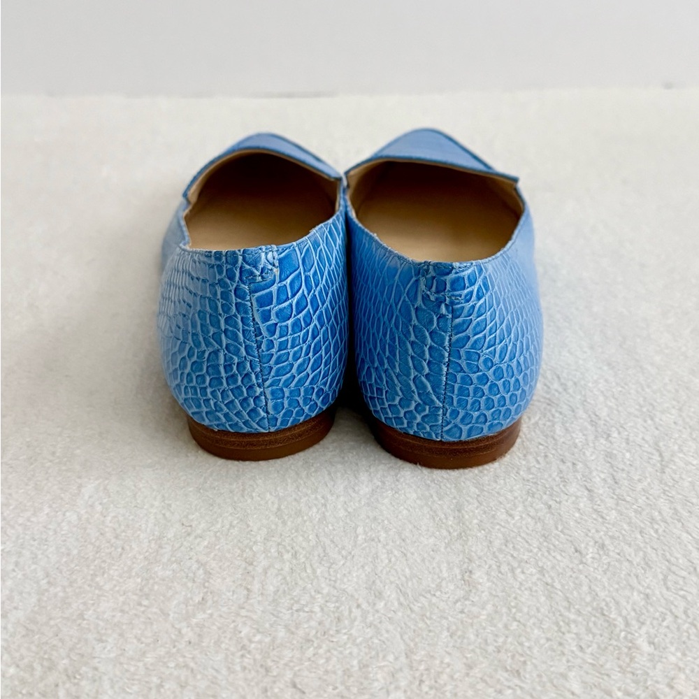 Nine West Blue Pointed Toe Flats Women’s 8.5 Croc Embossed Slip On Office - Picture 9 of 9